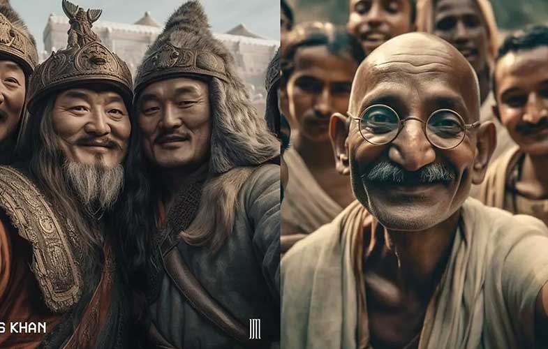 سلفی گذشتگان؛ از سلفی خندان گاندی تا چنگیز‌خان و دوستانش (+عکس)