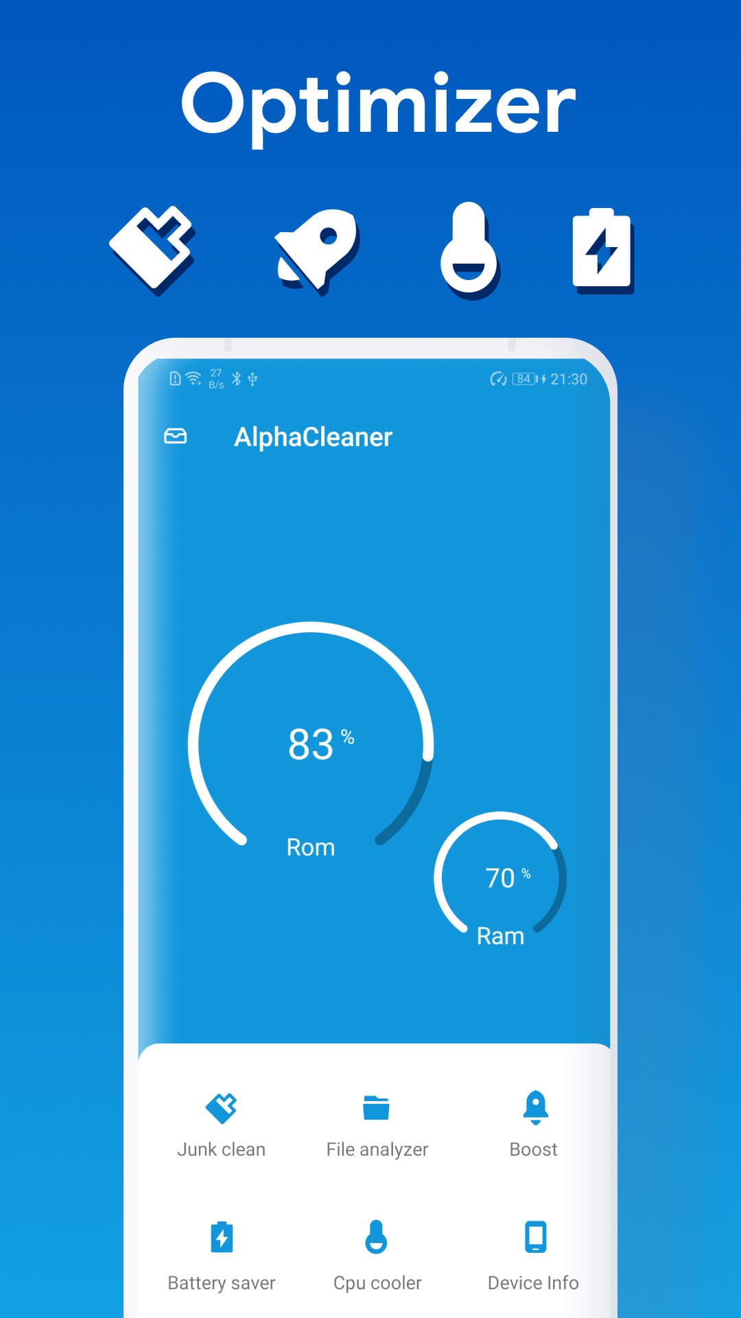 نرم افزار Alpha Cleaner – Phone Booster بهینه‌سازی و افزایش‌سرعت اندروید
