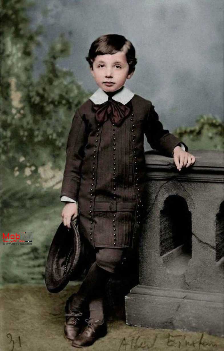 عکس رنگی شده آلبریت اینشتین در 5 سالگی