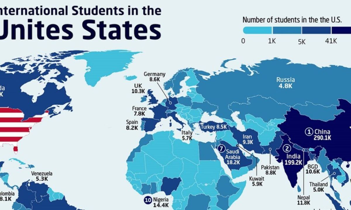 دانشجویان خارجی ایالات متحده بیشتر از کدام کشورها هستند؟ + اینفوگرافیک