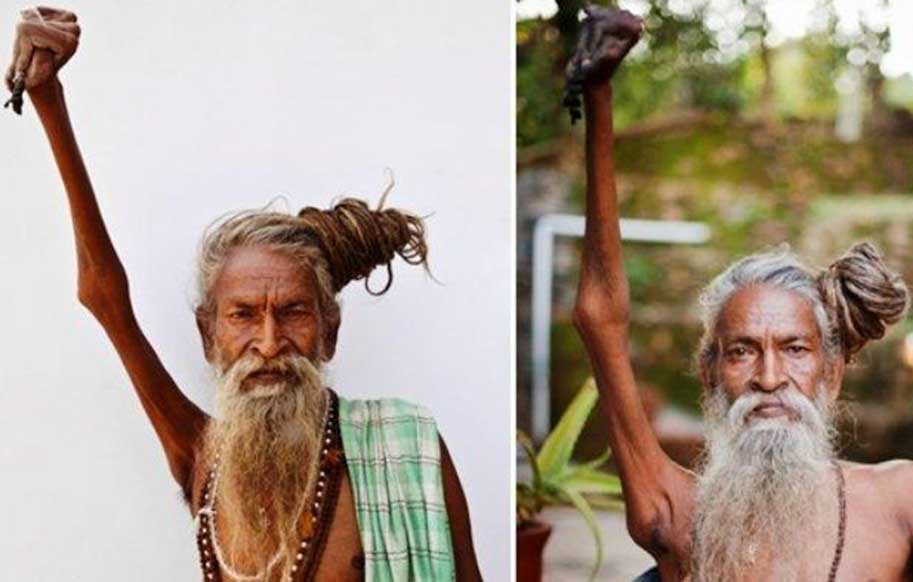 چرا این مرتاض هندی ۵۰ سال است که یک دستش را بالا نگه داشته است؟ (+عکس)